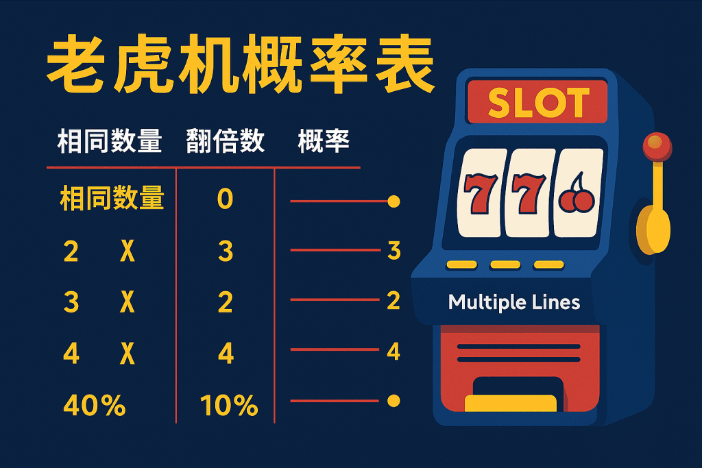 老虎机概率表及多線投注示意圖